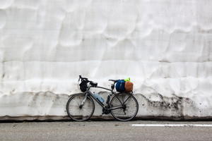Bike in the snow, Col du Galibier
